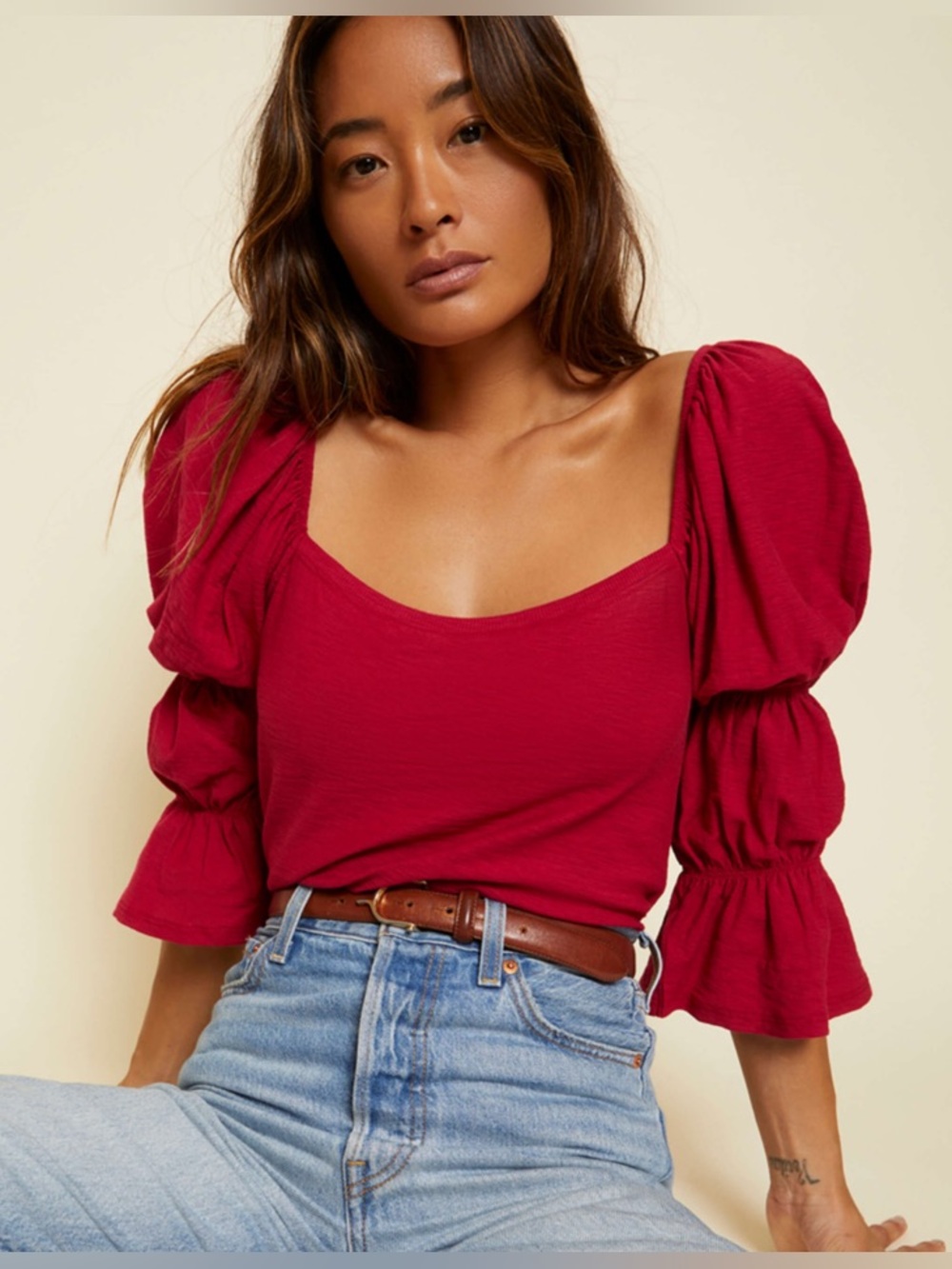 Nation Ltd Hillary Romance Tee Heartbreaker Red Size Medium